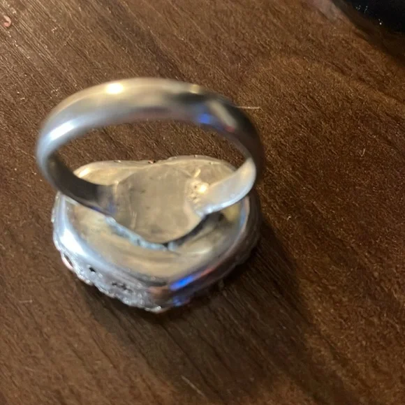 Sterling Silver .925 Turquoise Heart with rose gold edge Ring Size 8 - Picture 3 of 3